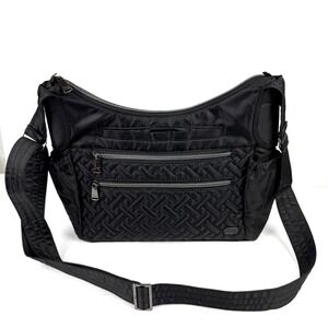 Lug Camper SE Crossbody Bag Black Nylon RFID Quilted Handbag Travel